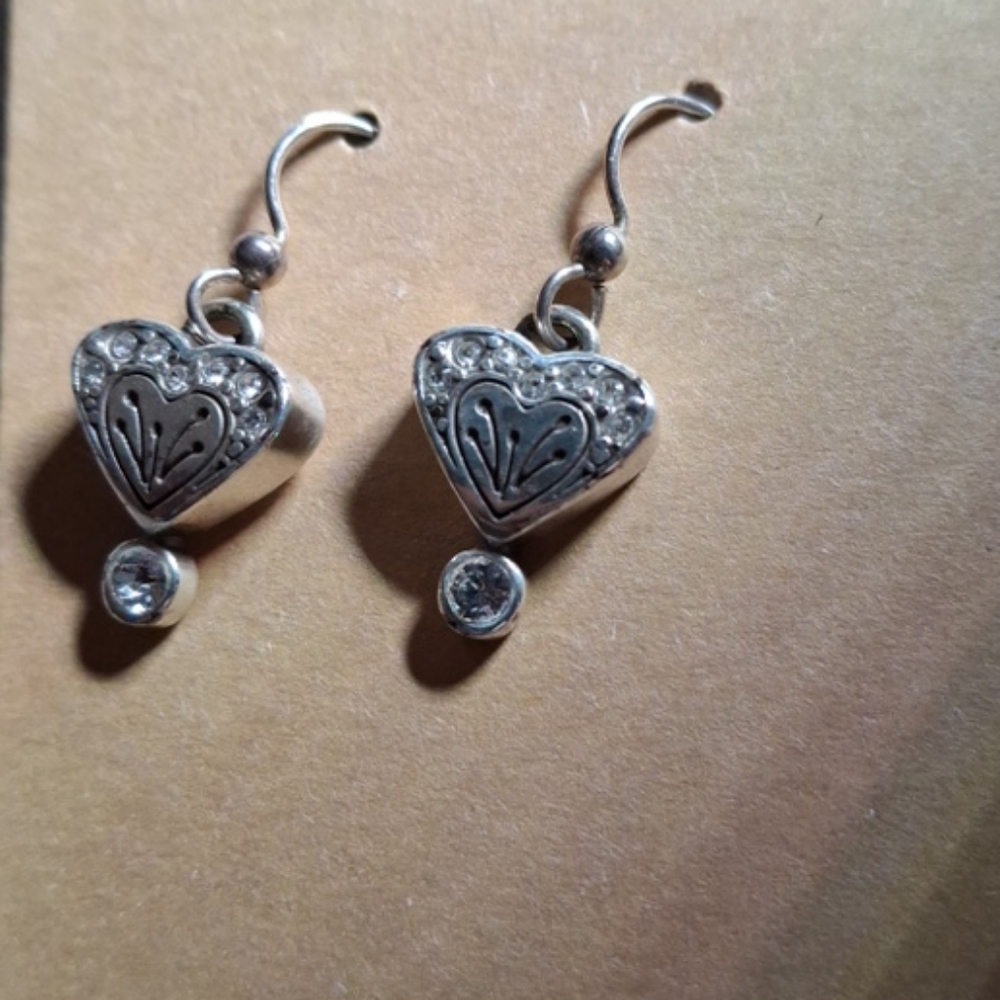 Brighton Silver Heart Dangle Earrings